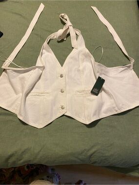 wild fable white Halter Button-Front Vest Tank